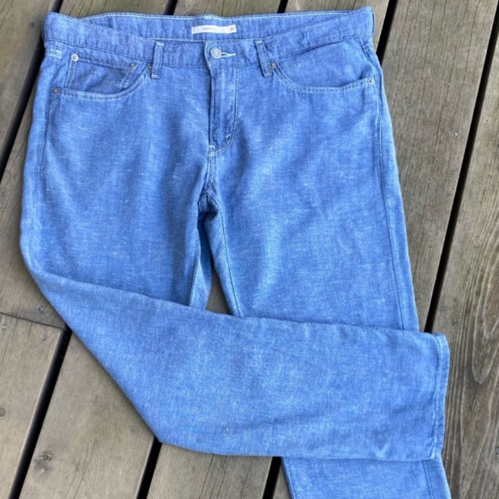 Rare Linen LEVI’S Jeans Relax Fit Boyfriend Blue Lightweight Size 30 - Picture 3 of 16